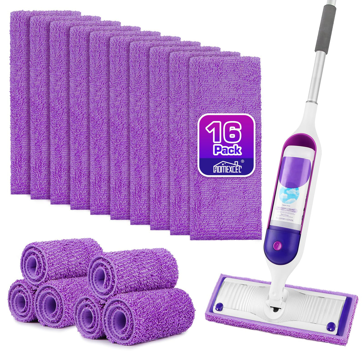 HOMEXCEL Microfiber Mop Pads 8 Pack for Swiffer PowerMop 13"-15" Washable
