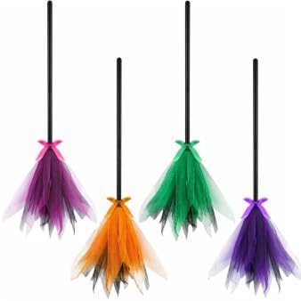 4/6 Pcs Halloween Witch Broom, Plastic Witch Broomstick, Broom Cosplay Prop