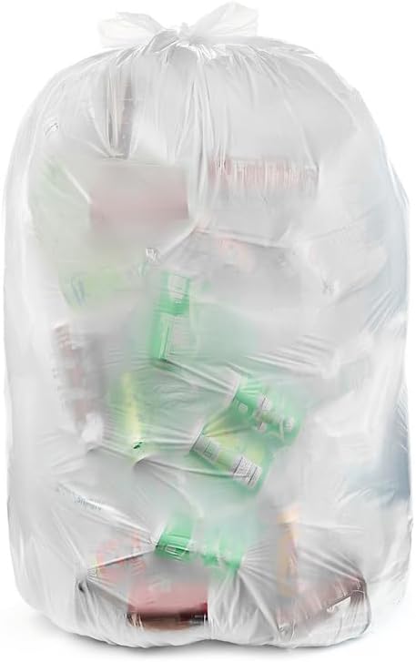Aluf Plastics 33 Gallon Clear Trash Bags - 33" x 39" - 1.5 MIL (eq) - CSR Series - Heavy Duty Industrial Liners Clear Garbage Bags for Recycling, Contractors, Storage, Outdoor, 1 Count (Pack of 100)