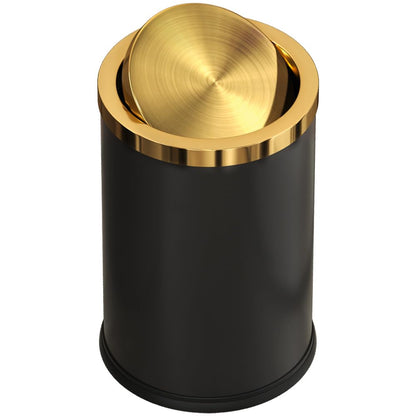 9L/2.4Gal Gold Trash Can,Brass Bathroom Garbae Can with Flipping Lid,Small Brass Garbage Can for Office, Laundry Room,Bedroom,Hotel