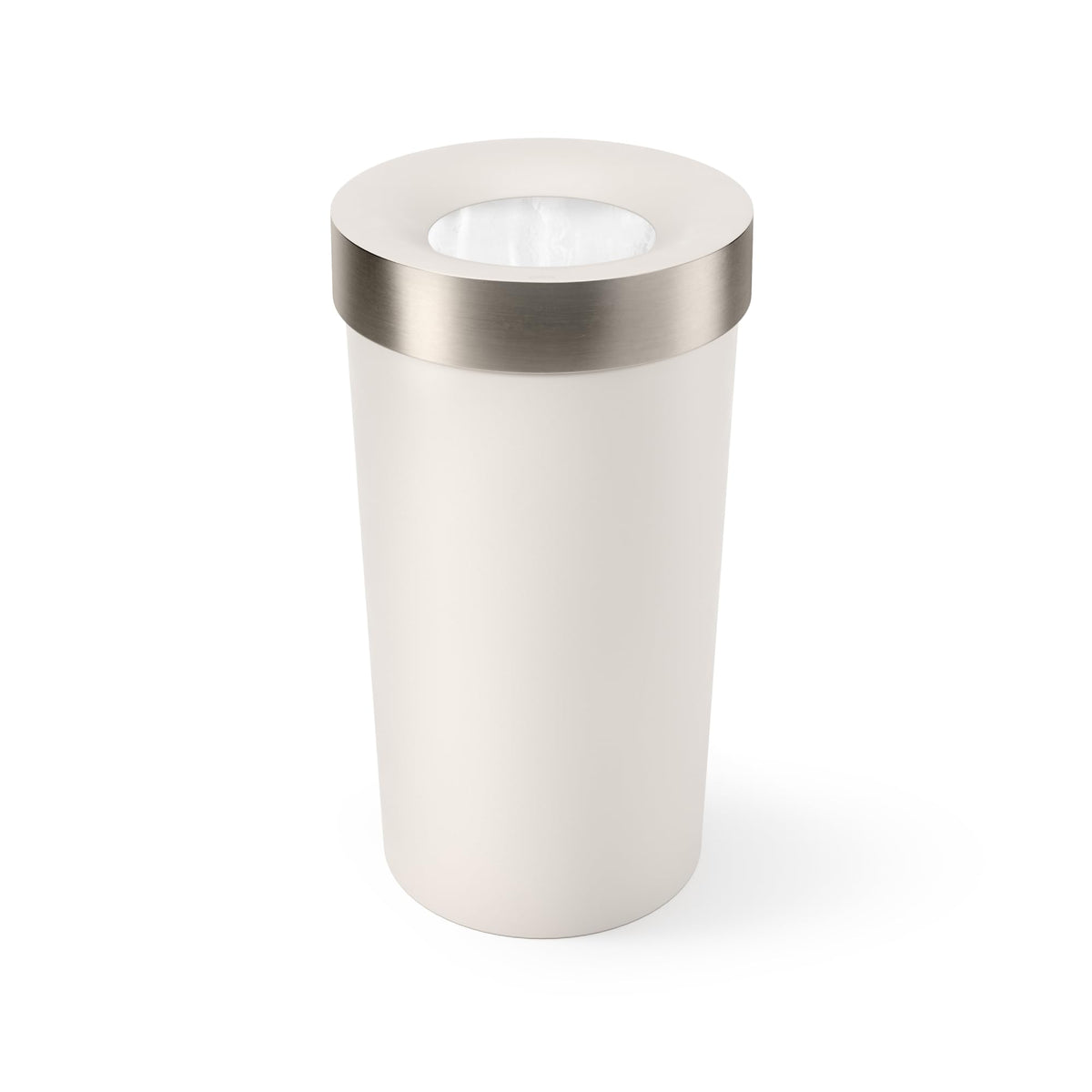Umbra Vento Kitchen Trash Can, Open Top Bin, 16.5 Gallon, Black/Nickel