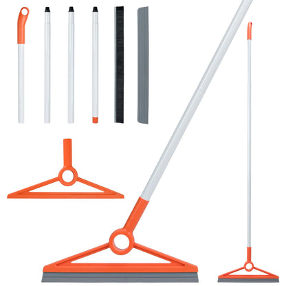 MAVRIZ Air Broom for Dust, Hair, Liquids, Silicone Broom with Removable Rubber Strip and Brooms Bristle, Multifunctional Floor Squeegee for Indoor Cleaning