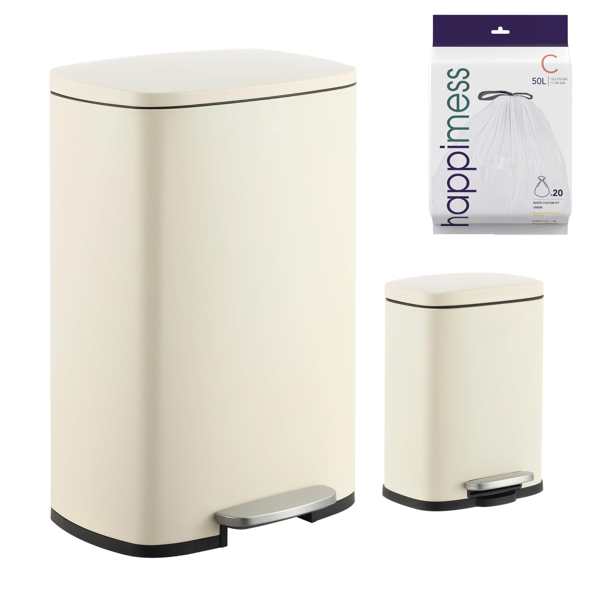 happimess Connor 2-Piece Iron Trash Can, Pistachio Gelato