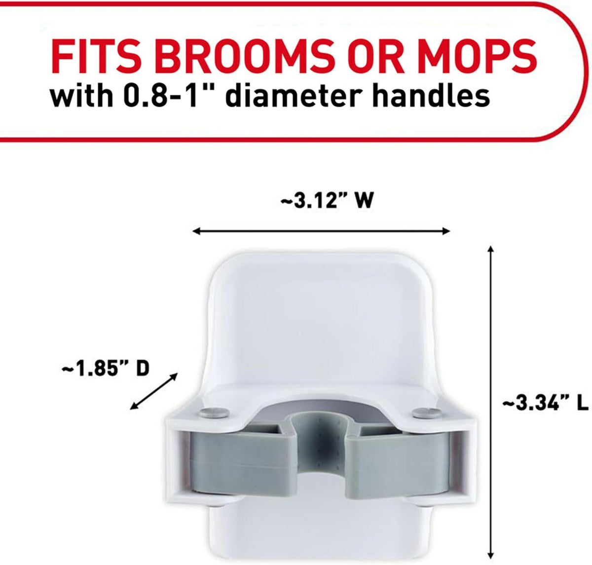 Command Large White Broom Grippers, 2 Broom Grippers, 4 Strips