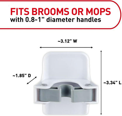 Command Large White Broom Grippers, 2 Broom Grippers, 4 Strips