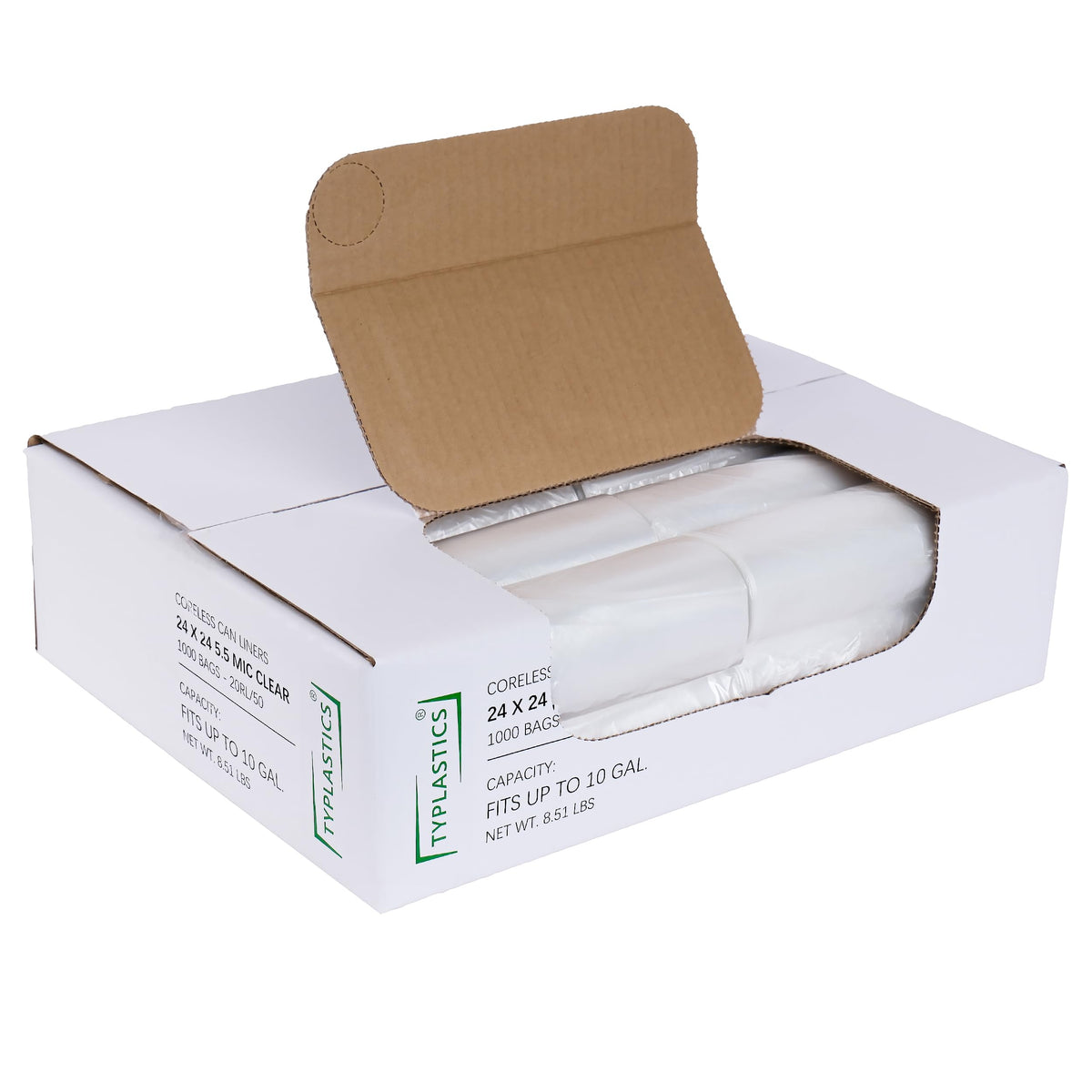 TYPLASTICS Trash Can Liners - Wholesale 1000 Count 7-10 Gallon Trash Bags on Perforated Roll Small Garbage Bags for Light Office Trash Bathrooms Hotels Recycling Commerical and Industrial 24" x 24"