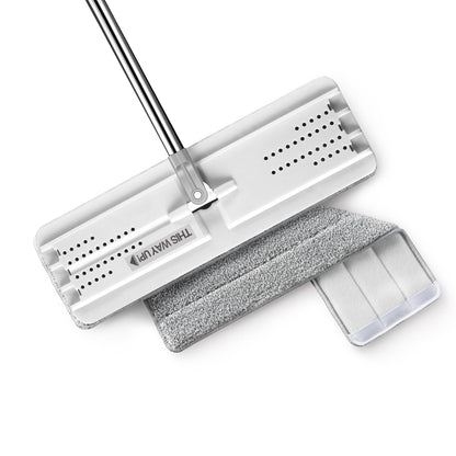 JOYMOOP Flat Mop with Microfiber Pad, 50" Handle and Flexible 13" Head for Floor Cleaning, White
