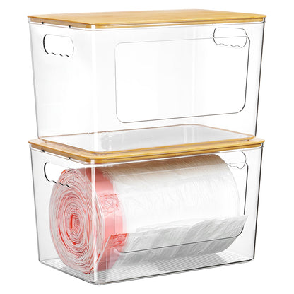 Vtopmart 2 Pack Clear Trash Bag Holder, Stackable Garbage Bag Dispenser