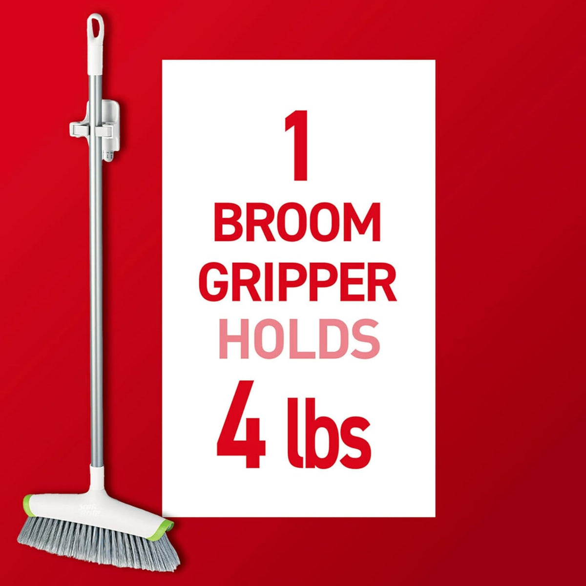 Command Large White Broom Grippers, 2 Broom Grippers, 4 Strips
