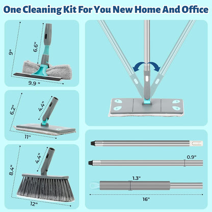 3-in-1 Detachable Broom and Mop Set Combo, Grey