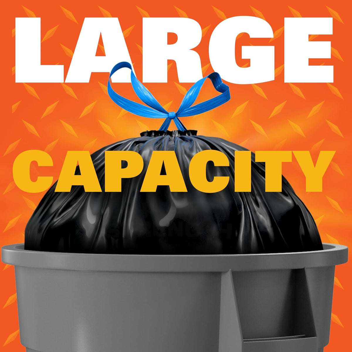 Hefty Strong 33 Gallon Trash Bags with Drawstrings, Black, Unscented, 48ct