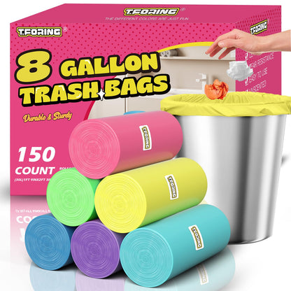 Medium 8 Gallon Trash Bags Unscented, 0.94 Mil, Colored, 150 Count