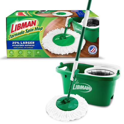 Libman Tornado Spin Mop System with Bucket & Wringer, 1 Refill Head