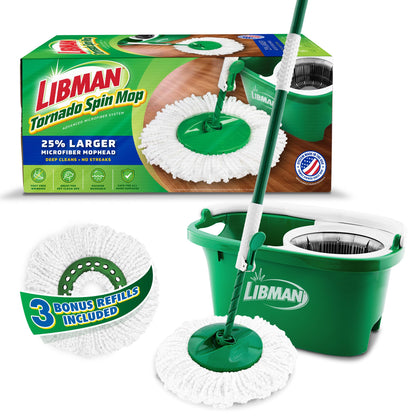 Libman Tornado Spin Mop System with Bucket & Wringer, 1 Refill Head