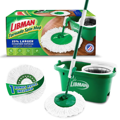 Libman Tornado Spin Mop System with Bucket & Wringer, 1 Refill Head
