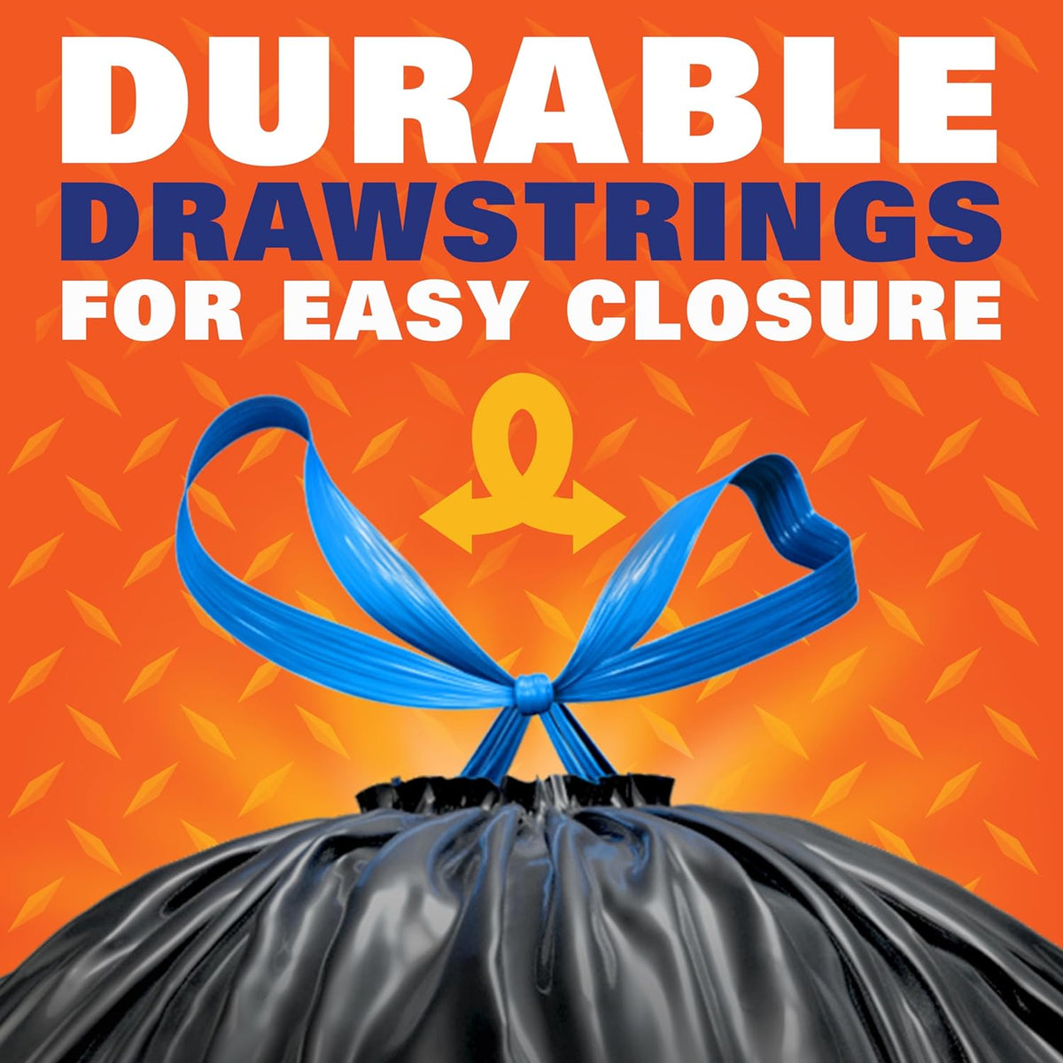 Hefty Strong 33 Gallon Trash Bags with Drawstrings, Black, Unscented, 48ct